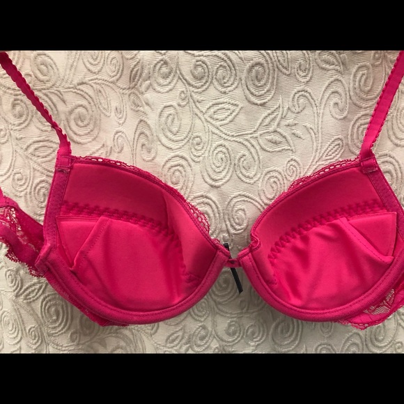Fuchsia pink removal push-up lace bra - Picture 5 of 6